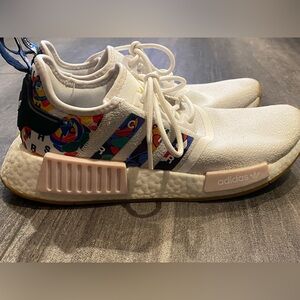 Adidas White Sneakers with Colorful Accents . Awesome condition.